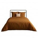 Parure de lit 240 x 260 cm Percale de coton Uni ocre