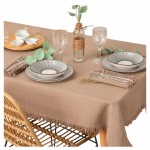 Nappe en coton a franges 150 x 250 cm gris - Chic et lgante