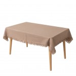 Nappe en coton a franges 150 x 250 cm gris - Chic et �l�gante