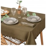 Nappe en coton a franges 150 x 250 cm kaki - Chic et lgante