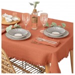 Nappe en coton a franges 150 x 250 cm terracotta - Chic et lgante