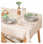 Nappe en coton a franges 150 x 250 cm blanc - Chic et lgante