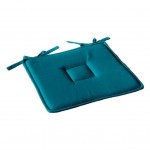 Galette de chaise plate 40 x 40 cm Panama bleu canard