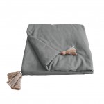 Edredon bout de lit en coton avec pompons 90 x 190 cm Cocoon gris clair