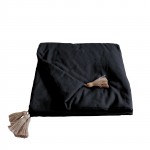 Edredon bout de lit en coton avec pompons 90 x 190 cm Cocoon noir