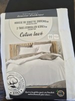 Leboncoin Parure en coton lav� 240 x 260 cm blanc