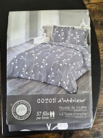 Leboncoin Parure de lit 200 x 200 cm grise avec motif blanc