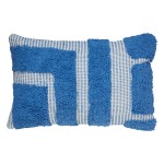 Coussin en coton tufte 38 x 58 cm Poppys Color bleu