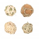 Lot de 4 balles naturelles � grignoter 5 cm pour rongeurs