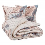 Housse couette + taie 220 x 240 cm Feuilles graphiques skyra