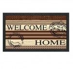 Paillasson Welcome Home - Motif Bois et Timbres Vintage - Antidrapant - 40 x 68 cm