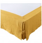 Cache sommier gaze de coton 180 x 200 cm Gaia Safran