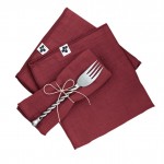 3 Serviettes de table en gaze de coton Rouge