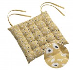 Galette de chaise matelassee Flo fleurie jaune