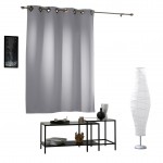 Rideau � oeillets carres occultant uni Cocoon Gris Clair 140 x 180 cm