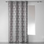 Rideau a oeillets polyester imprime Argent Frosty Gris 140 x 260 cm