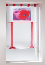 Un store droit � passant - rideau voile imprime poppy spirit coquelicot 60 x 150 cm
