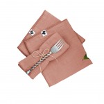 3 Serviettes de table en gaze de coton Rose peche