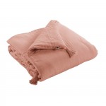 Bout de lit gaze de coton 90 x 200 cm Gaia rose peche