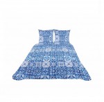 Couvre lit microfibre + taies 240 x 260 cm Persan bleu