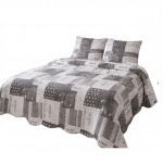 Couvre lit microfibre + taies 220 x 240 cm Provence gris