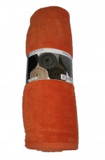 Serviette drap de plage velours 100 x 180 cm uni orange