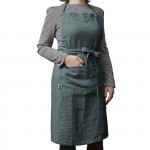 Tablier ajustable en lin lav SOLINE 70 x 85 cm Ardoise