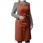 Tablier ajustable en lin lav SOLINE 70 x 85 cm Paprika