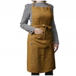 Tablier ajustable en lin lav SOLINE 70 x 85 cm Caramel
