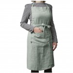 Tablier ajustable en lin lav SOLINE 70 x 85 cm Eucalyptus