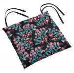 Galette de chaise matelassee 38 x 38 cm Fleurs mazako noir