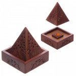 Boîte & Brûleur d'encens - Pyramide en bois de Sheesham
