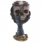 Calice Verre  pied Crne chevalier dans griffe de dragon bleue