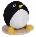 Balle � griffer pingouin pour chat avec corde 30cm