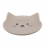 Gamelle plat rond en c�ramique pour chat Anti-Stress taupe 100 ml