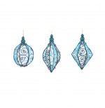 Lot de 3 Boules de Nol en Mtal Bleu et Rose 8 cm