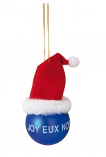 Boule de noel bleu avec bonnet