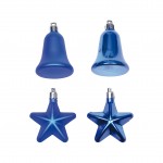 Set de 4 decorations de noel cloches et etoiles bleu