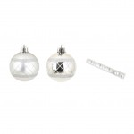 Set de 8 boules decor carreaux de noel argent