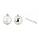 Set de 8 boules de Noel decor raye argent