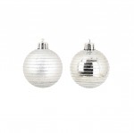 Set de 8 Boules de Nol Rayes Argent Diamtre 6 cm
