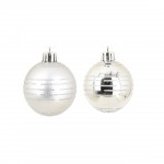 Set de 8 Boules de Nol Rayures Argent 6 cm