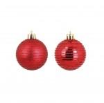 Set de 8 Boules de Nol Rayes Rouges Diamtre 6 cm