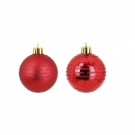 Set de 8 Boules de Nol Rayures Rouge 6 cm