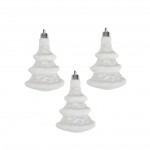 Set de 3 suspensions sapins 9 cm blanc