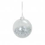 Boule de Nol Transparente avec Billes Argentes 8 cm