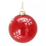 Boule de Nol en verre rouge avec flocons