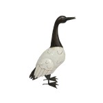 Oie en métal noir et blanc 46 cm