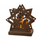 Etoile eglise de noel en bois a led