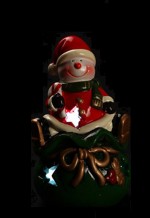 Bonhomme de neige sur sac de noel lumineux